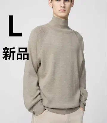 새상품 UNIQLO U 하이넥 스웨터 L 사이즈 남성용 니트 베이지