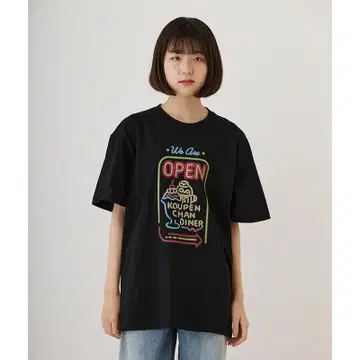 코우펜짱 다이너 T셔츠 네온사인 파르페 색상 블랙 사이즈 M