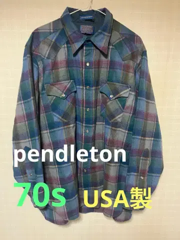 70s USA 펜들턴 울 플란넬 셔츠 옴브레 웨스턴
