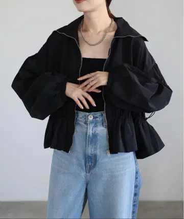 나일론 타프타 개더 블루종