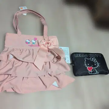 헬로키티 프릴 토트백과 파우치