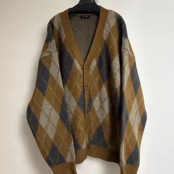 빔즈 BEAMS HEART 아가일 빅 가디건 L