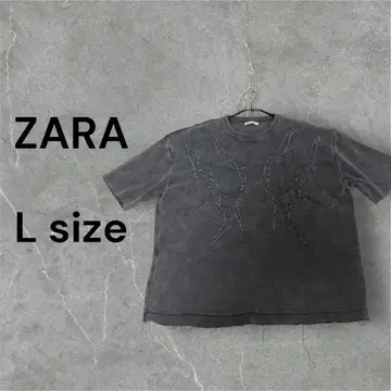 ZARA 그레이 자수 T셔츠 L 사이즈