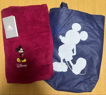 Disney 미키마우스 타월 와인 레드