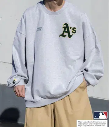 MLB A's 로고 그레이 맨투맨 M 사이즈