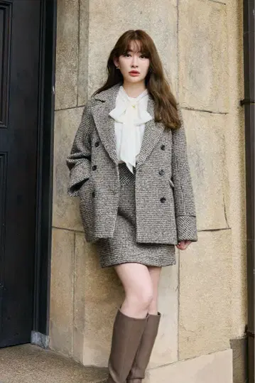Herlipto Hemingway Check Tweed Skirt M