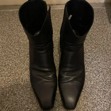 일본제 블랙 가죽 슬립온 부츠 하이힐