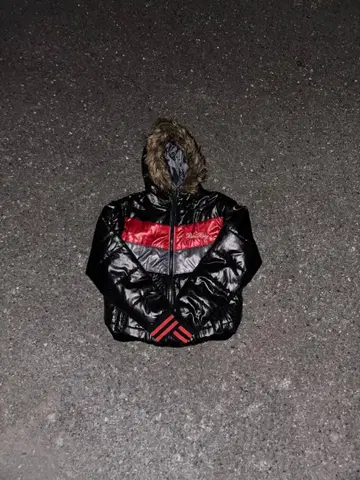 Y2K 퍼 달린 다운 자켓 헤이세이 갸루 남자 광택 짧은 기장 opium