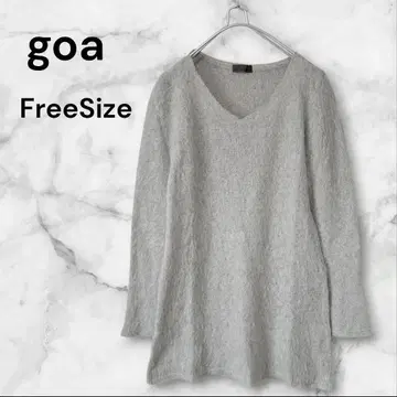 goa 고아 샤기 롱 니트 그레이지 V넥 울 혼방
