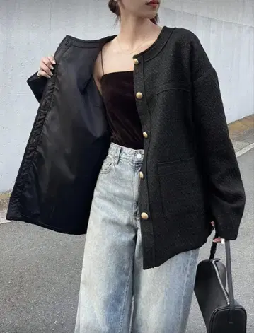 SHEIN 쉬인 노카라 자켓 블랙