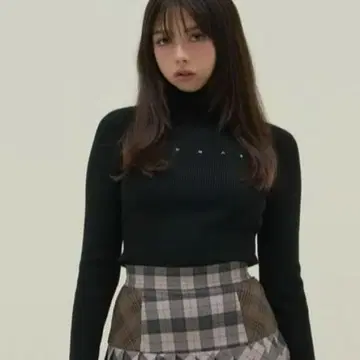 andmary Mary turtle knit tops black