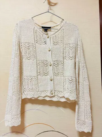ZARA 아이보리 레이스 편직 가디건