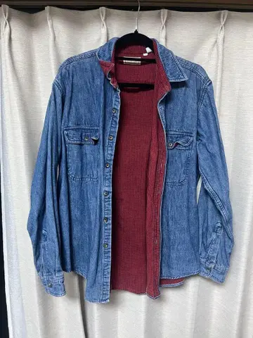 L.L.Bean 데님 긴팔 셔츠 레드 체크