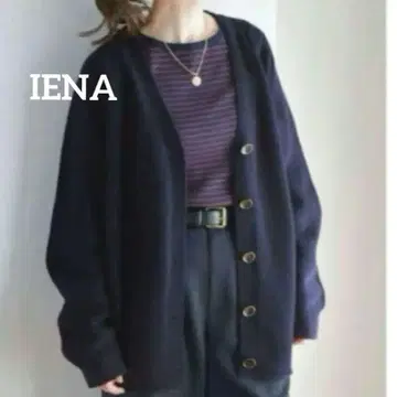 IENA 이에나 캐시미어 혼방 코쿤 가디건 네이비 V넥