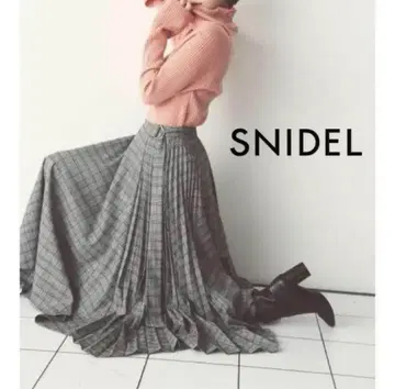 snidel 울 플리츠 스커트 그레이 체크