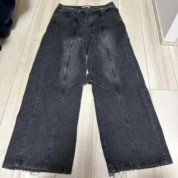 블랙 기믹 와이드 팬츠