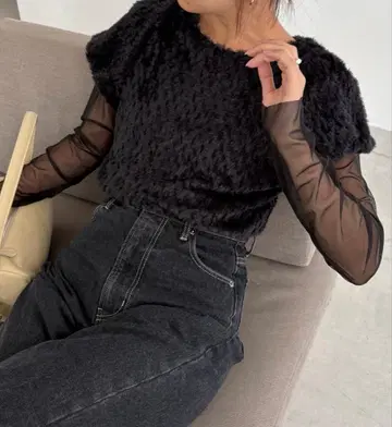 즉시 구매 OK! 카프리슈 마쥬 미니 퍼 튤 상의 블랙