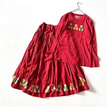 핑크하우스 롱 T셔츠 롱 스커트 셋업 곰 베어