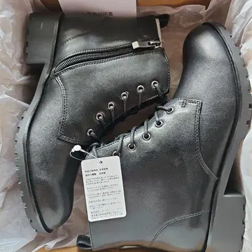 [ 새상품 ] 지퍼 레이스업 부츠 블랙 22.5cm ~ 23.0cm