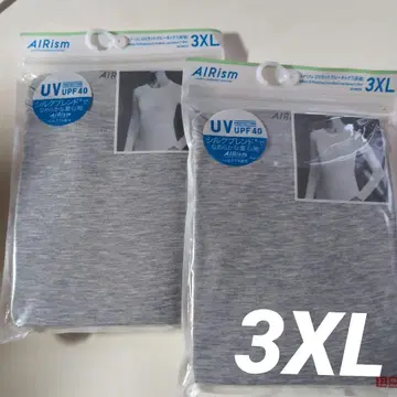 유니클로 AIRism UV컷 크루넥 긴팔 T셔츠 3XL 그레이