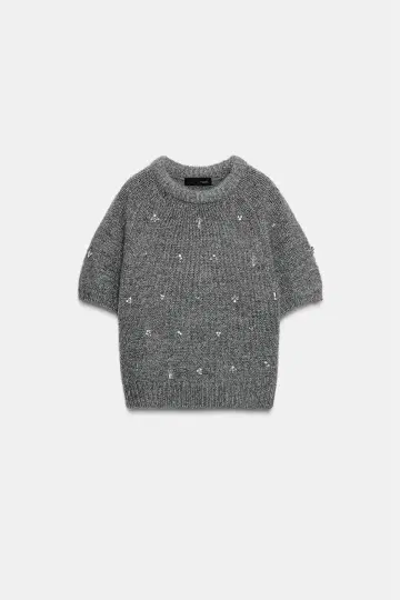 [ 미사용 새상품 ] ZARA 반팔 니트 스웨터