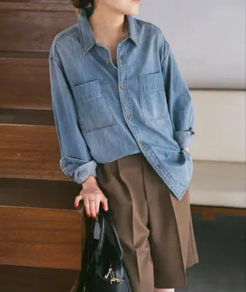 Spick&Span 라이트 온스 데님 셔츠 블루
