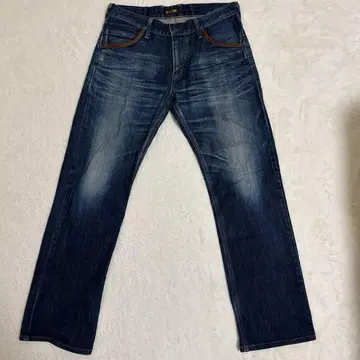 EDWIN BLUE TRIP W31 가죽 부품 사양 빨간색 스티치 일본제