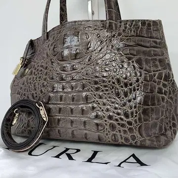 [ 새상품급 ] 훌라 2way 숄더백 가죽 악어 엠보싱 그레이 계열