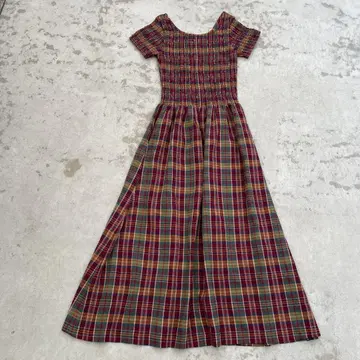 vintage 체크 무늬 원피스 cottagecore