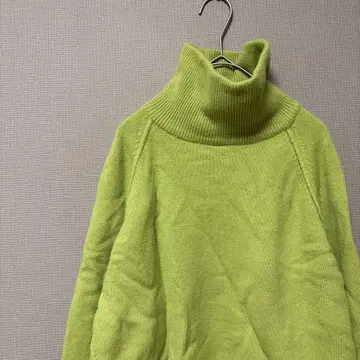 블랙 바이 마우지 하이넥 니트 (F) 그린 래글런 슬리브 하이 게이지