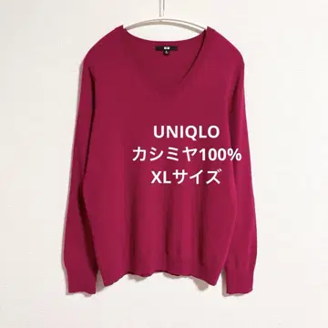 유니클로 캐시미어 100% V넥 스웨터 핑크 XL