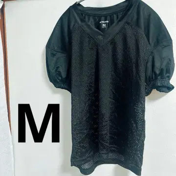 메쉬 벌룬 슬리브 T셔츠 M 블랙