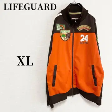 라이프 가드 저지 상의 브라운 오렌지 y2k 빈티지 코디