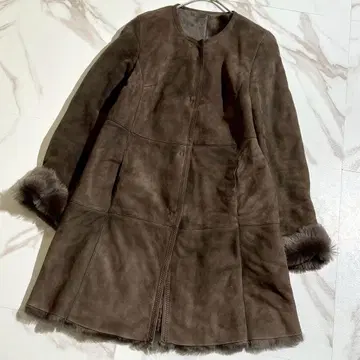 새상품급 무스탕 코트 퍼 노카라 리얼 무스탕 여성용 [ 133