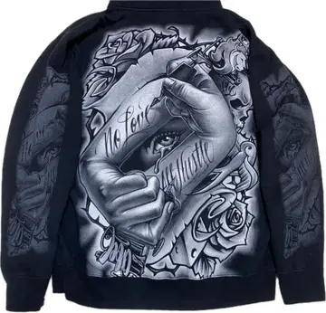 구하기 어려움 ogabel 지퍼 후드티 치카노 tattoo 타투 M