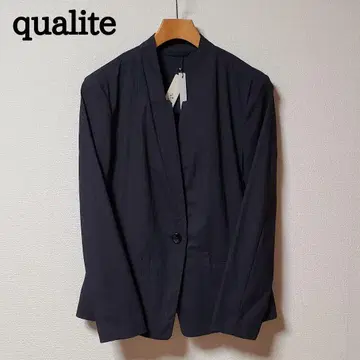 qualite 칼리테 여성용 노카라 자켓 다크 네이비 미사용 택
