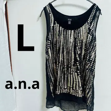 a.n.a 슬리브리스 튜닉 L 블랙 골드