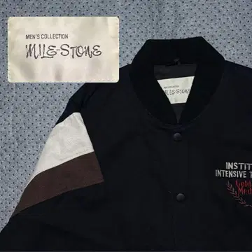 MILE STONE 자수 로고 빈티지 바시티 자켓