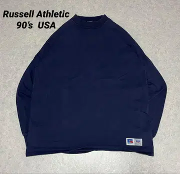 90s 러셀 애슬레틱 무지 롱 T USA제 모크넥