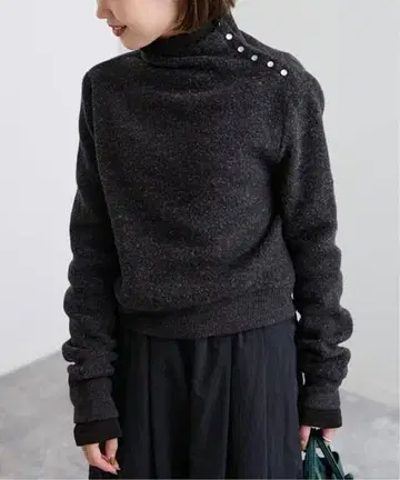 SLOBE IENA 2022AW 파일 리브 펄 도트 터틀 그레이 새상품급