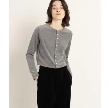 코튼 폴리에스테르 벨로아 크루넥 가디건