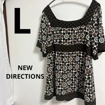 NEW DIRECTIONS 꽃무늬 도트 오프숄더 튜닉 L 사이즈
