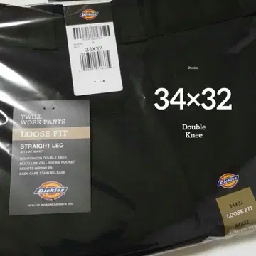34 x 32 [ 새상품 미사용 ] 디키즈 더블니 85283 BLACK