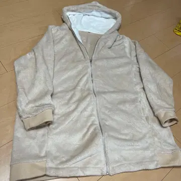 후드 부착 베이지 플리스 자켓 (3XL)