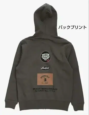인디언 후드 부착 집업 후드티 엠블럼 프린트 차콜 M 사이즈
