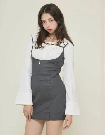 ANDMARY Betty layered check dress