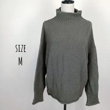 카노코 편직 하이넥 긴팔 니트 M 차콜 그레이