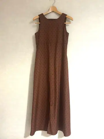 NATURAL BEAUTY BASIC 브라운 롱 원피스 도트 무늬 M