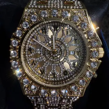 남성용 럭셔리 골드 손목시계 고품질 워치 지르코니아 CZ 금