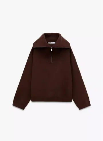 ZARA 브라운 하프 지퍼 맨투맨 니트 M